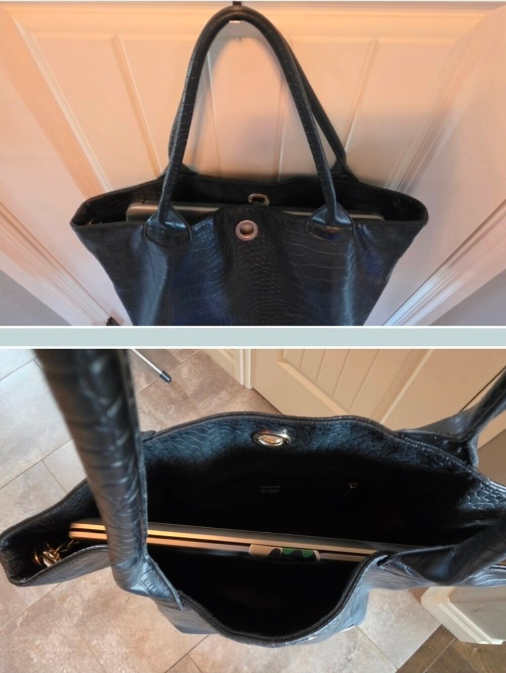 [Betty Barclay] Black Leather ♡♡ Over The Shoulder Purse - Picture 16 of 16